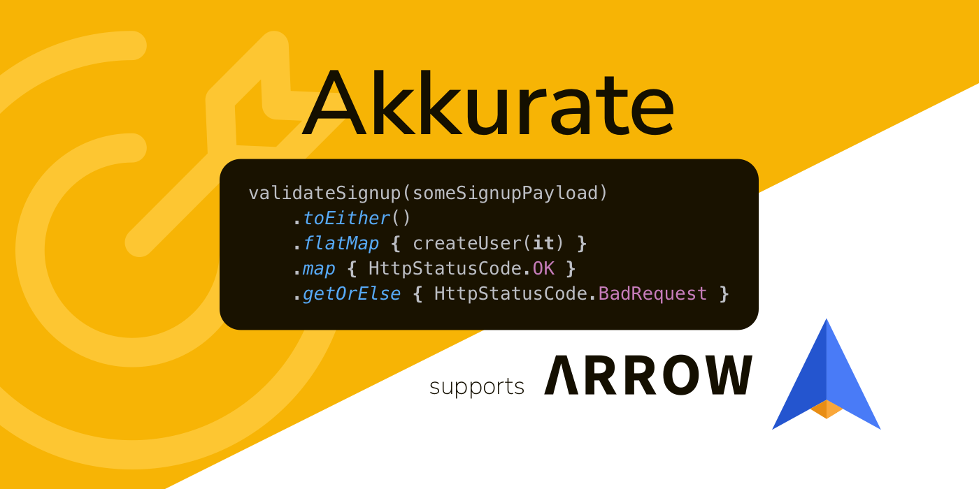 A code example of the Arrow integration used to showcase Akkurate on social networks.
